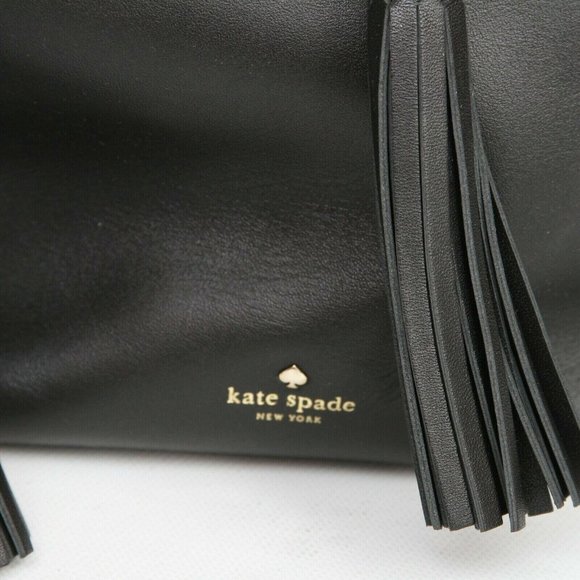 Kate Spade Black Leather Bucket Bag Purse Handbag Tassel Tie Madison Ave Collect - Picture 3 of 6